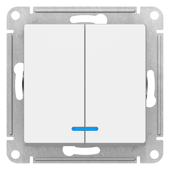 Выключатель SE AtlasDesign 2-клавишный с подсветкой, сх.5а, 10АХ, белый, механизм - Электрика, НВА - Выключатели и розетки - Выключатели - omvolt.ru